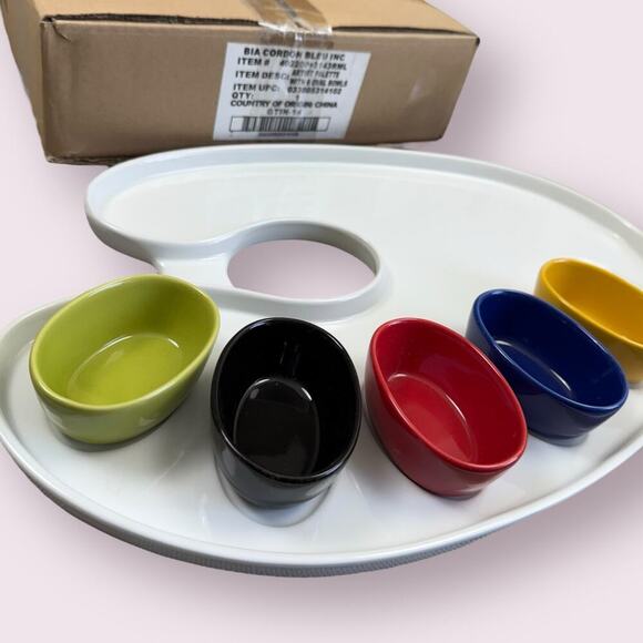 Bret Bortner Vintage BIA Artist Paint Palette Tray With 5 Color Sauce Bowls 2002 - Picture 2 of 10